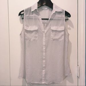 White Collared Blouse with Black Dots